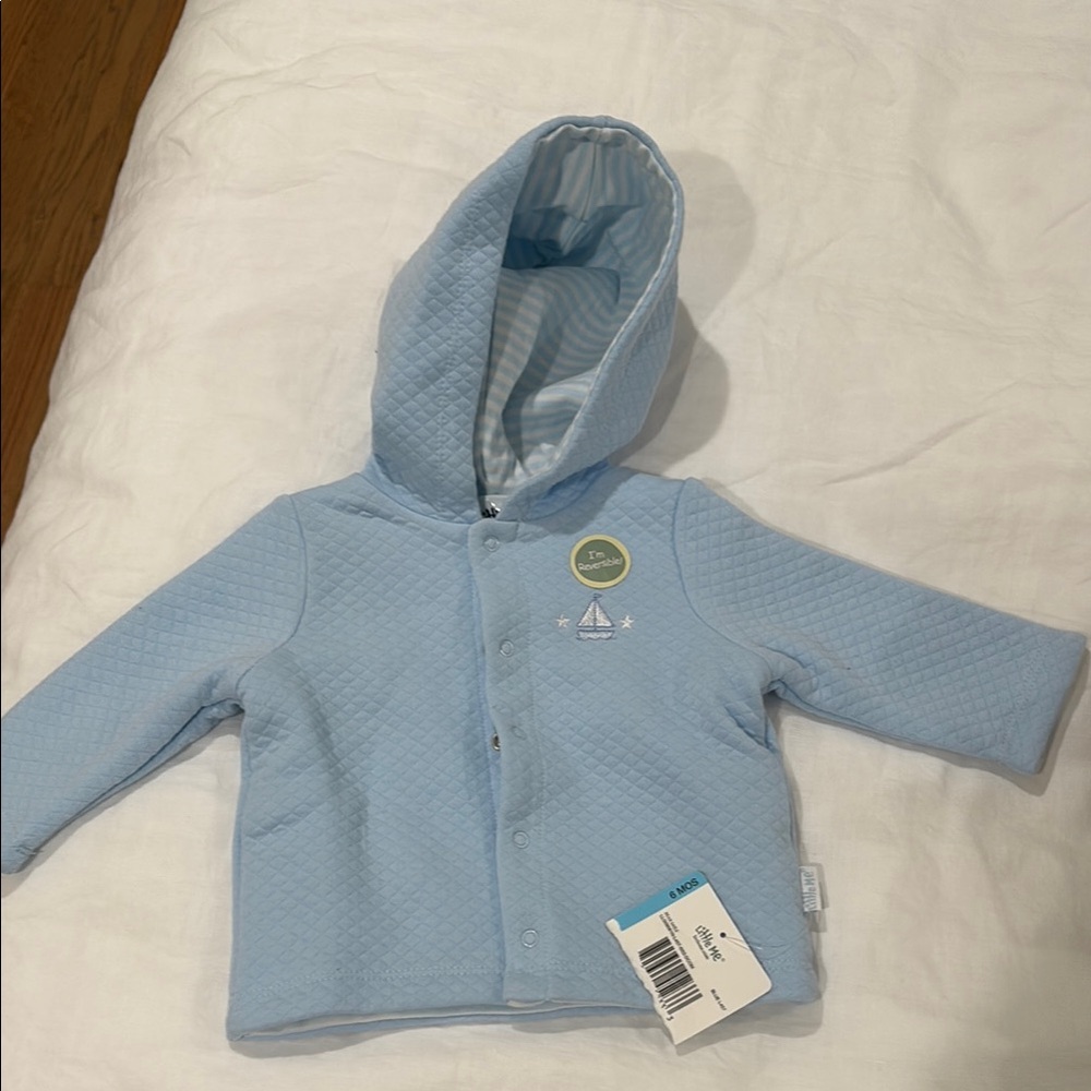 Little Me Light Blue Quilted Hoodie